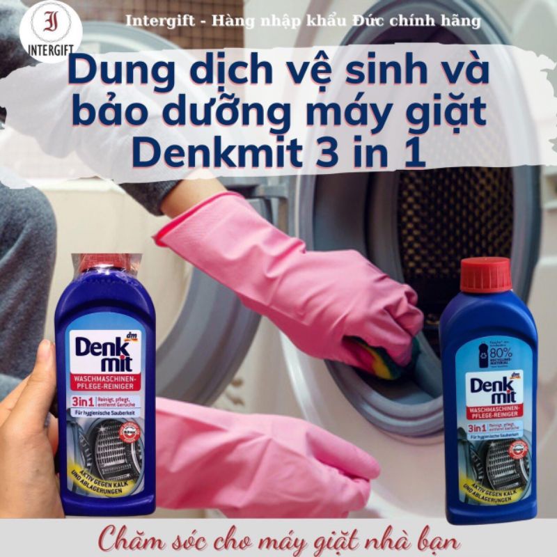 Dung dịch vệ sinh và bảo duõng máy giặt 3 in 1 hiệu DENKMIT- hàng nhập khẩu Đức