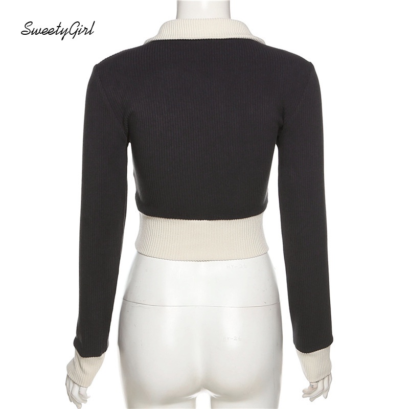 Áo Thun Tay Dài Dáng Ôm Màu Sắc Tương Phản 2022 Thời Trang Cho Nữ