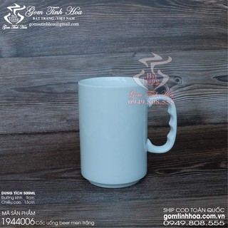 Cốc sứ 500ml men trắng gốm sứ Bát Tràng