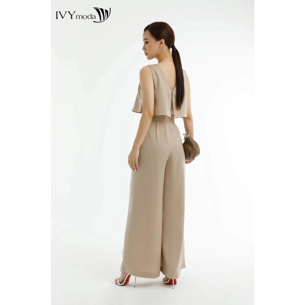 Jumpsuit lụa ống rộng nữ IVY moda MS 18M7431