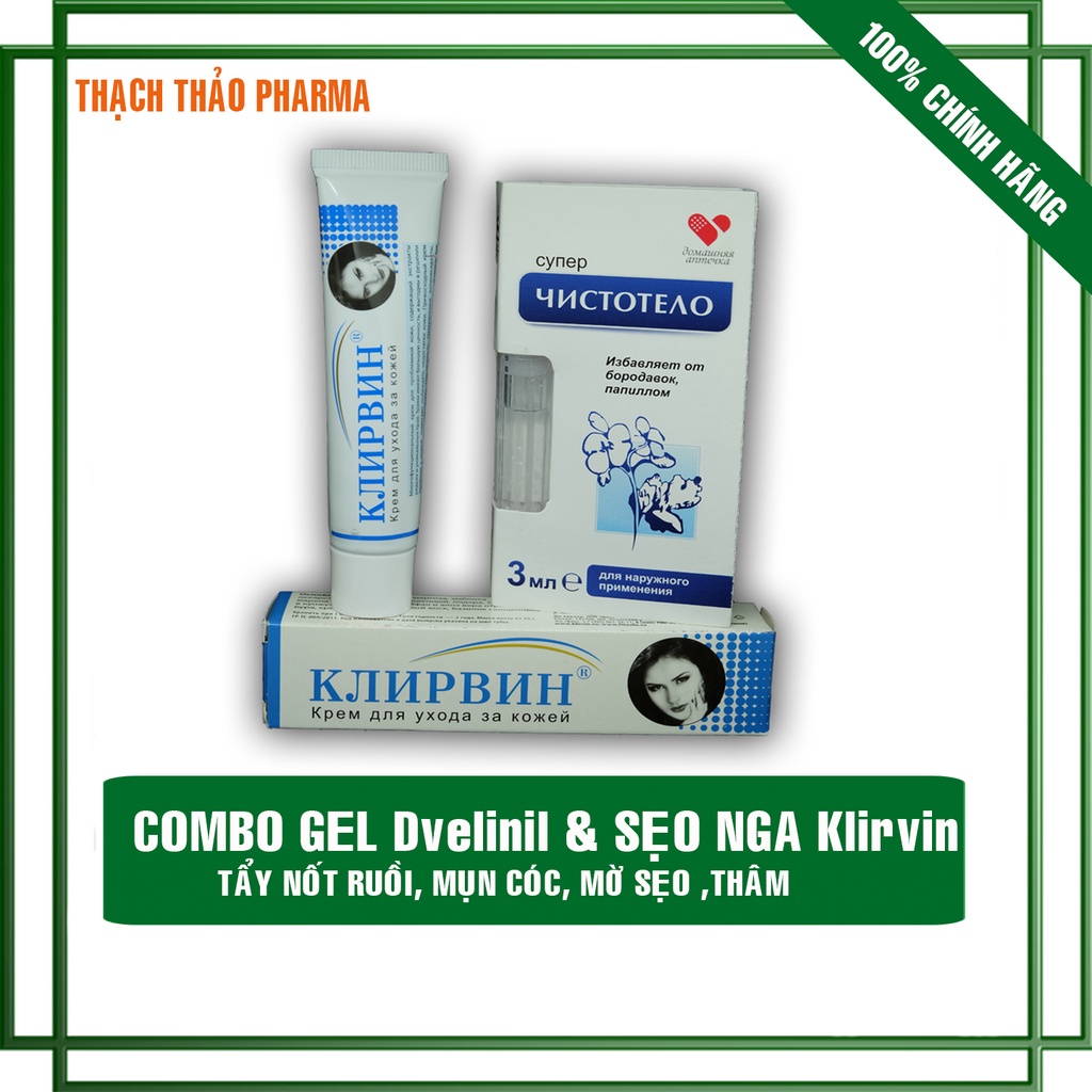 Combo Gel tẩy nốt ruồi, mụn cóc Dvelinil và làm mờ Sẹo Nga Klirvin an toàn, hiệu quả | BigBuy360 - bigbuy360.vn