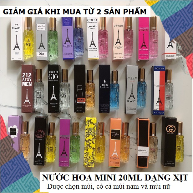 Nước hoa mini 20ml dạng xịt, mùi nam nữ đều có nha (Được chọn mùi)