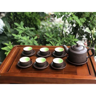 [Trà ngon🍵]Bộ ấm chén tử sa, ấm trà gốm sứ Bát Tràng  (1 ấm 6 chén 7 đĩa)