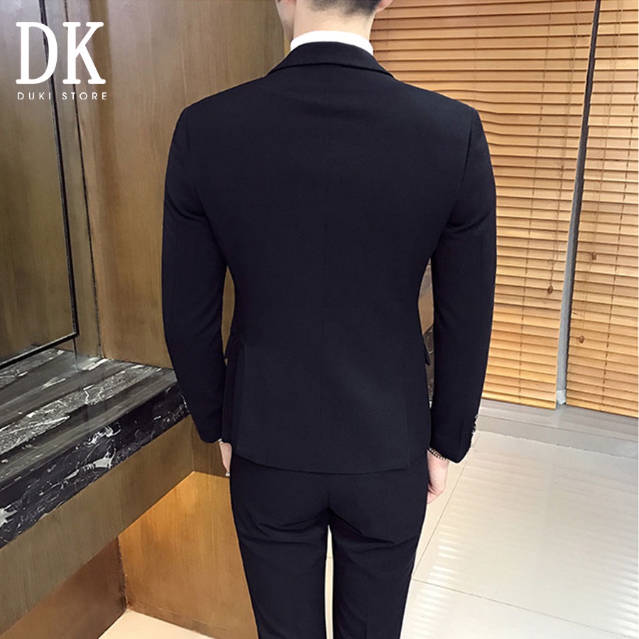 Bộ vest nam 6 nút Hàn Quốc màu đen lịch lãm - DUKI STORE