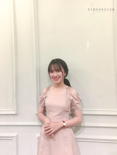 TIEUDESIGN Đầm xoè tay nhún nơ