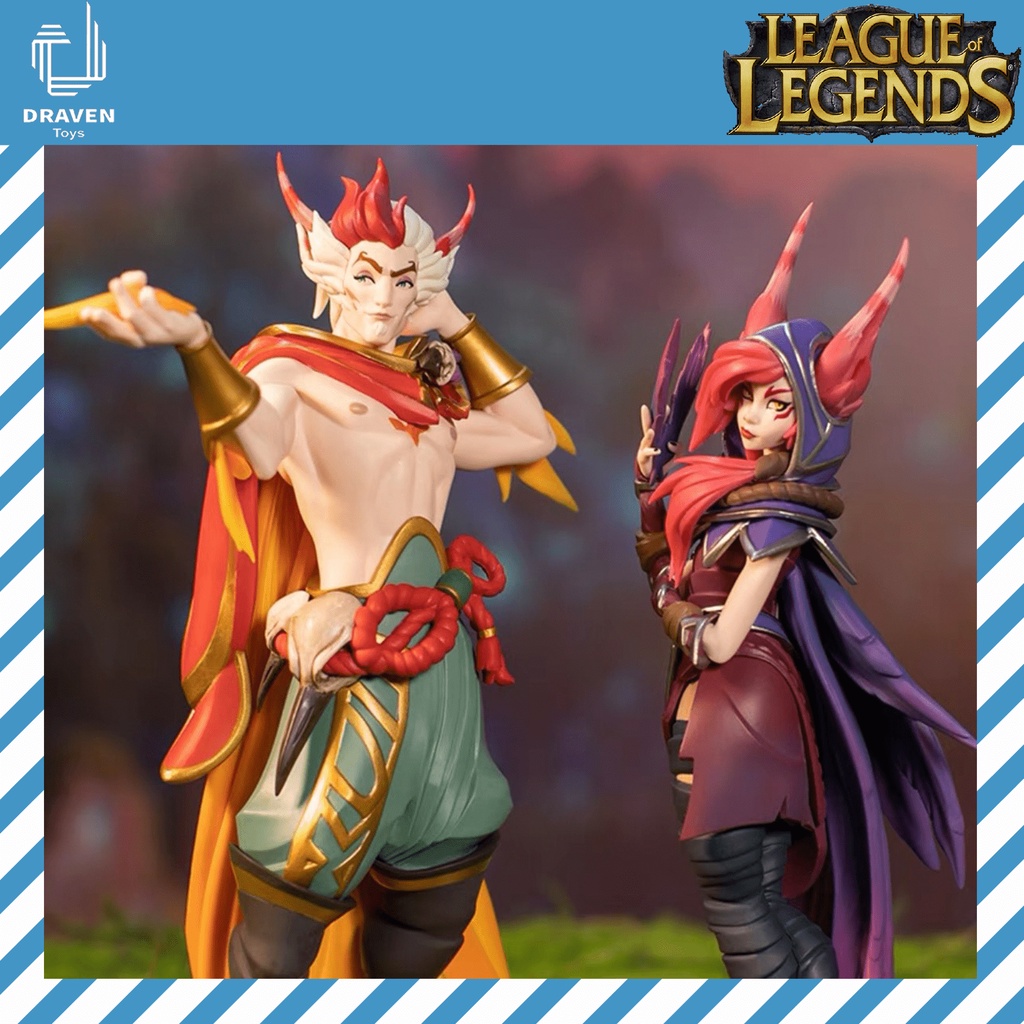 Mô hình cặp đôi hoàn hảo Rakan và Xayah Unlocked Statue - Chính hãng Riot Games - Liên Minh Huyền Thoại