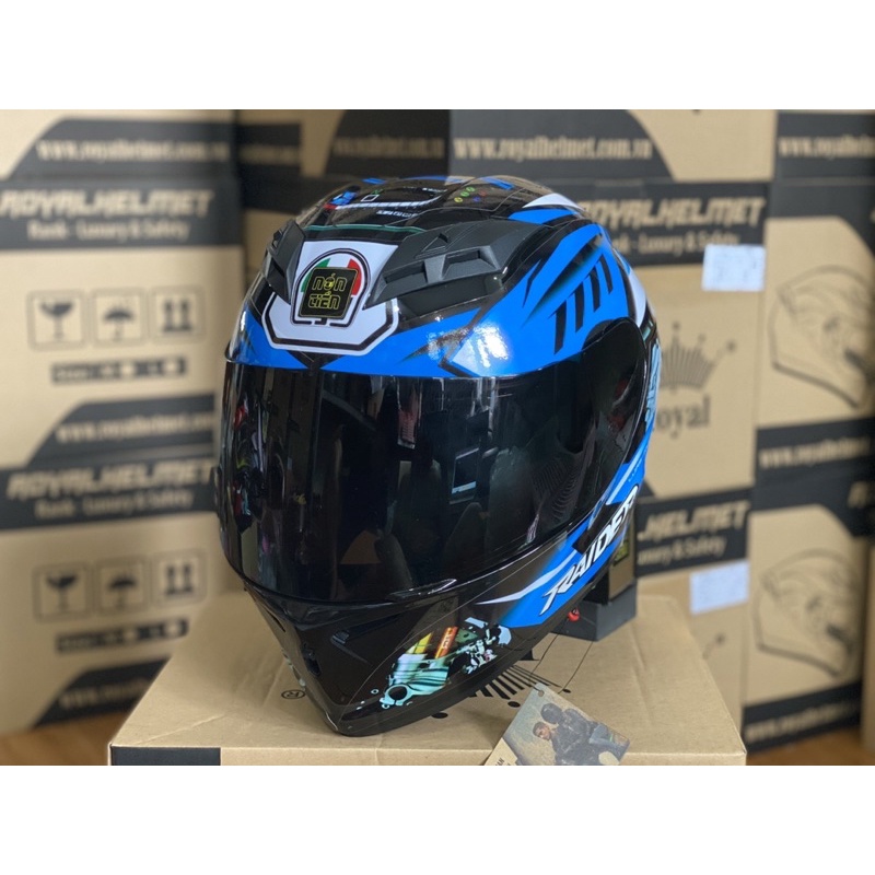 MŨ FULLFACE 2 KÍNH TEM RAIDER CHÍNH HÃNG ROYAL ,KÈM TÚI ĐỰNG VÀ BH 12 tháng