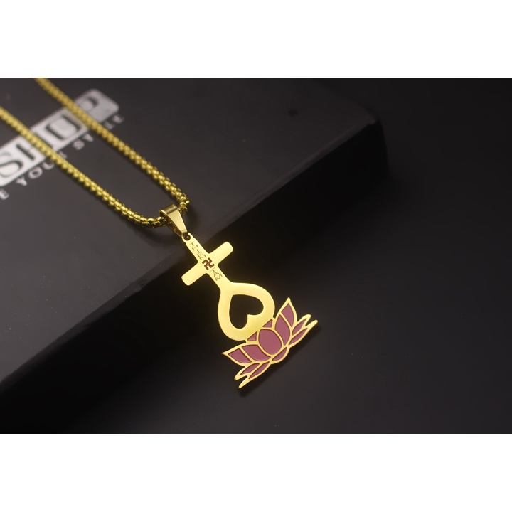 Dây chuyền Thiên Tâm đế sen hồng sáng đẹp, bền màu - Đem lại bình an may mắn cho người đeo