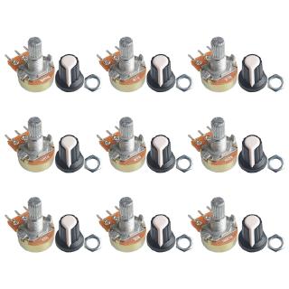 Chiết Áp Tuyến Tính 15mm Kèm Đai Ốc Và Nắp Đậy 1K 2K 5K 10K 20K 50K 100K 500K 1M