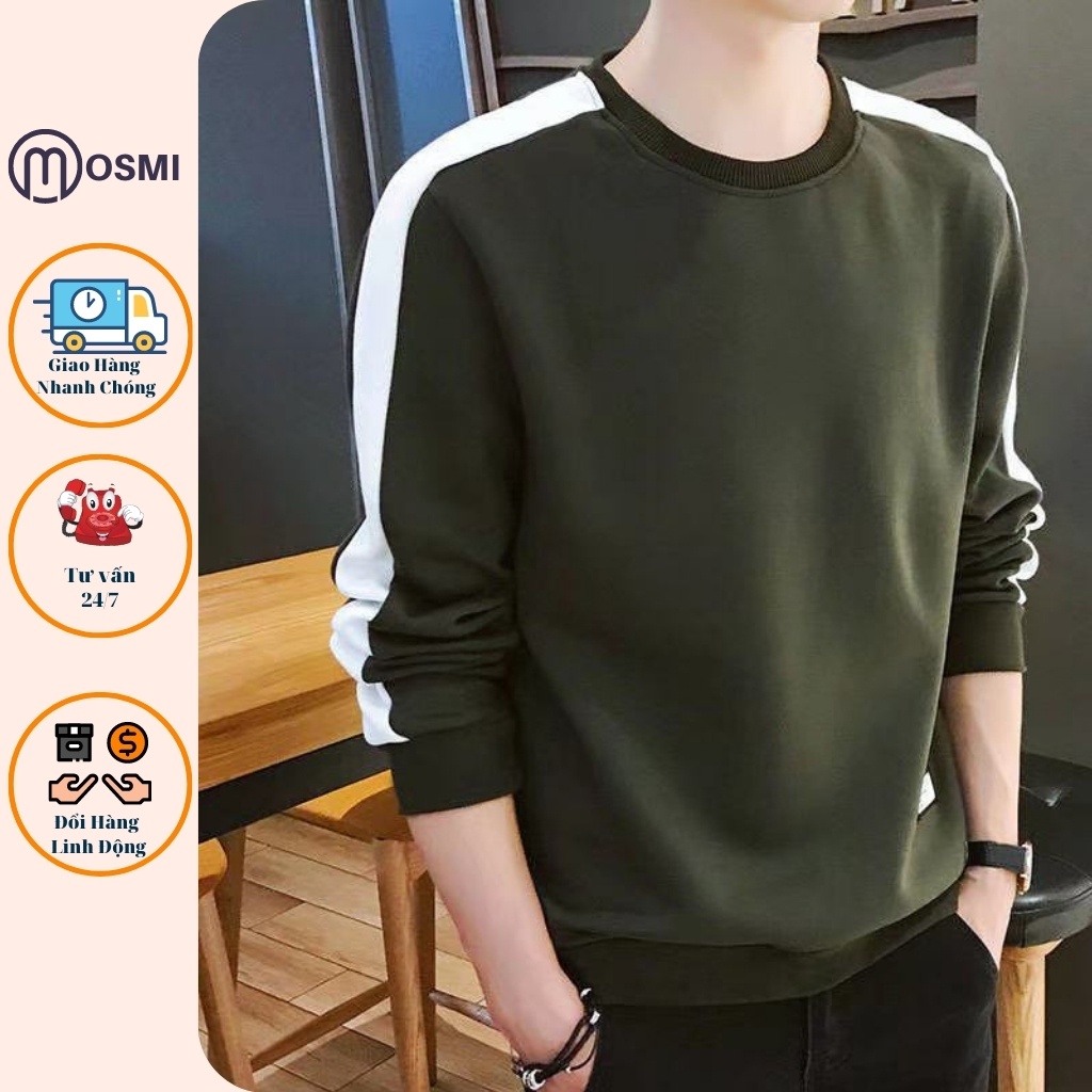 Áo sweater nam phong cách ulzzang, áo thun nam cotton dài tay Hàn Quốc form chuẩn