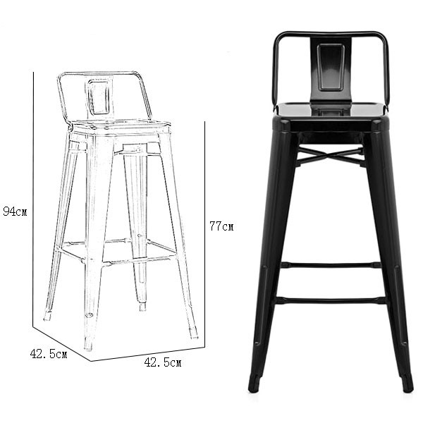 Ghế quầy, ghế lễ tân, ghế quầy sắt tolix có lưng. NP 765E