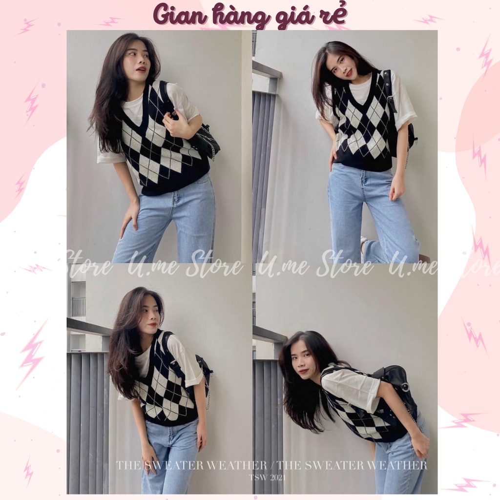 [Video] Áo Gile nữ Len Ulzzang Cổ V Kẻ Ô Quả Trám Phong Cách Hàn Quốc Áo gile len trám dày dặn 2 màu (nâu đỏ, đen) | BigBuy360 - bigbuy360.vn