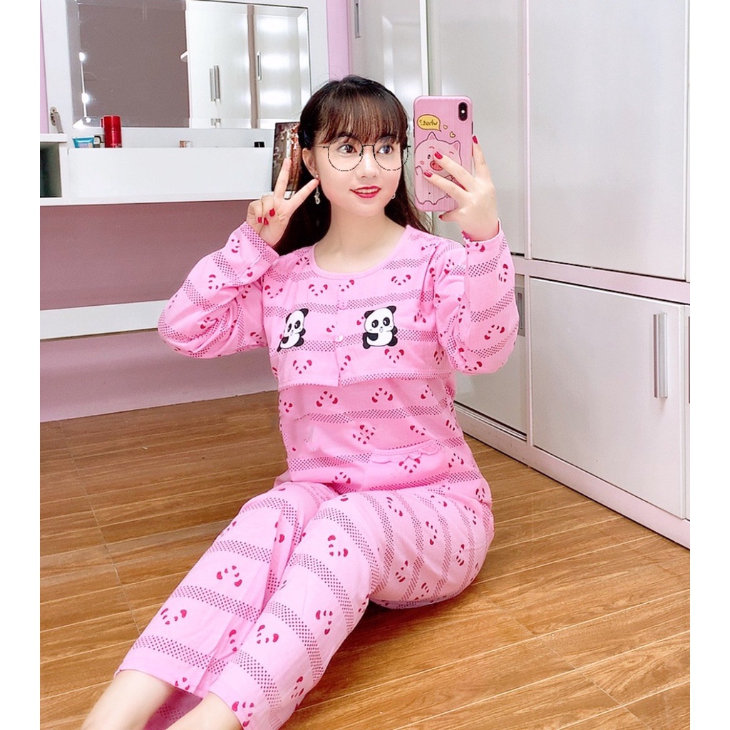 Bộ bầu - bộ sau sinh - cho con bú - chất liệu cotton ( gấu trúc - QDTD - MS - 022 )