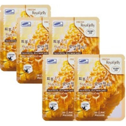 Bộ 5 miếng mặt nạ chiết xuất sữa ong chúa 3W Clinic Fresh Royal Jelly Mask Sheet 23ml X 5