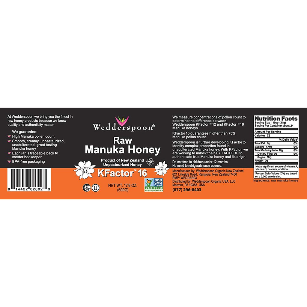 [ K16 | UMF 16+ ] ✅ Mật Ong Manuka Wedderspoon Manuka Honey New ZeaLand  K16 Factor