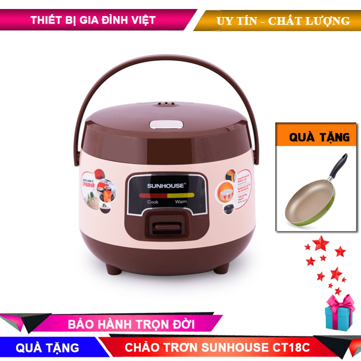 Nồi cơm điện 1L SUNHOUSE SHD8208C + TẠNG CHẢO SUNHOUSE CT18C