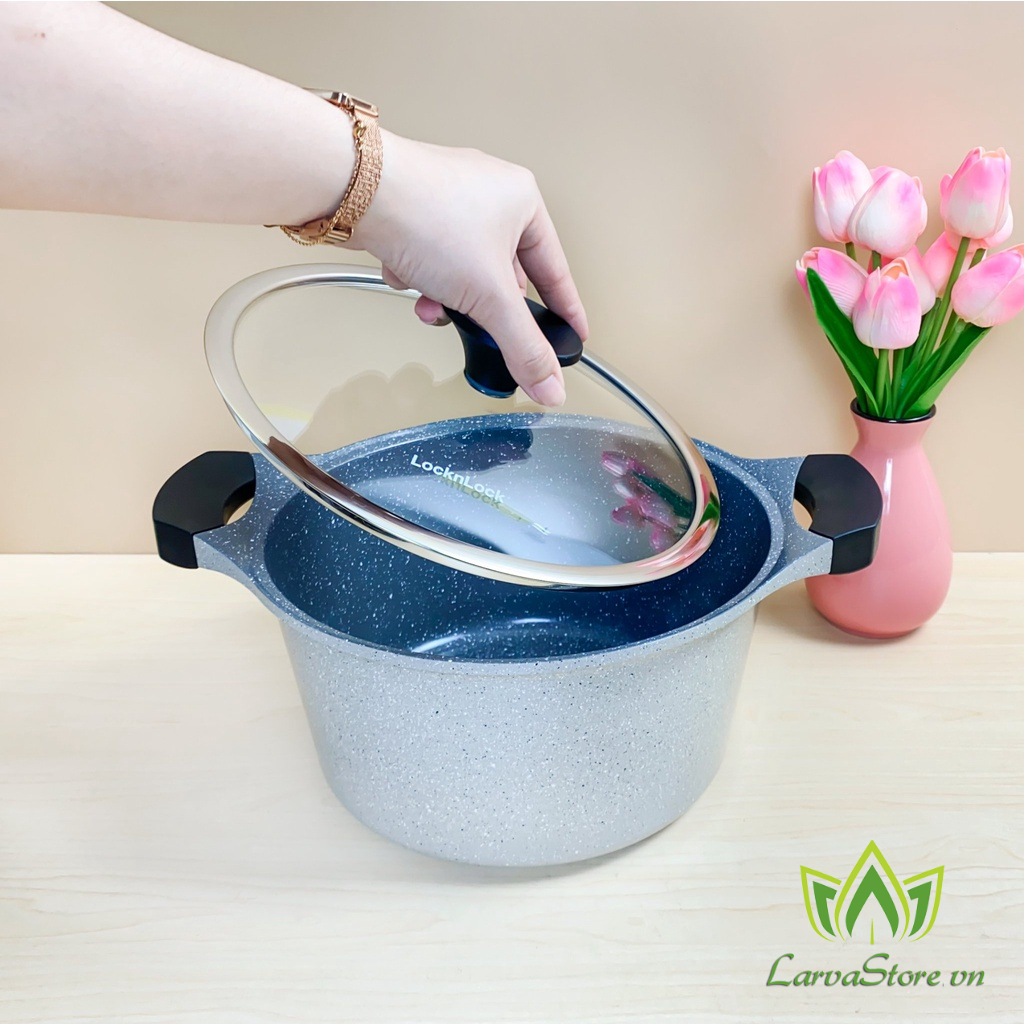 Nồi Đá LocknLock Stone LCA6244D 24cm Chống Dính Siêu Bền Đáy Từ