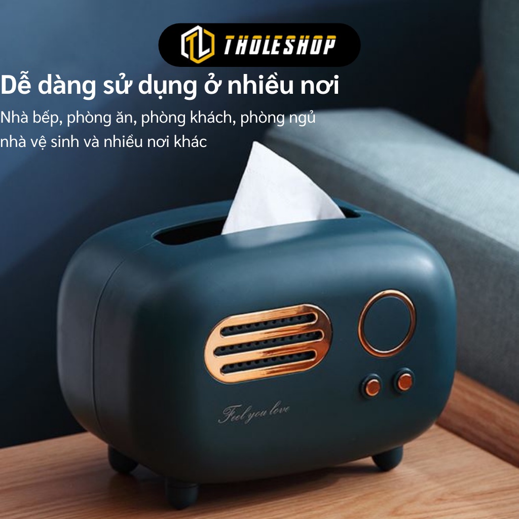 Hộp Đựng Khăn Giấy - Hộp Giấy Để Bàn Retro, Kiểu Radio Cổ Điển Trang Trí 1040