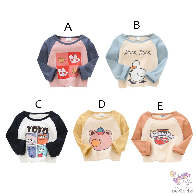 Áo thun tay dài in họa tiết hoạt hình dễ thương cho bé