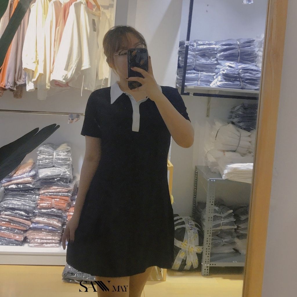 Váy Bigsize (60-78kg) Polo Nữ SANJOLI Đầm Công Sở Big Size Lớn, Dự Tiệc Trẻ Trung, Họa Tiết Cổ Trắng, Vải Thun VD024 | BigBuy360 - bigbuy360.vn