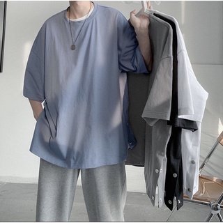 Áo Cộc Tay Nam From Rộng, Áo Thun Tay Lỡ Cúc Bấm Thời Trang Trẻ Trung