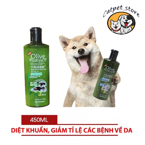 Sữa tắm chó mèo Olive Essence cao cấp,sữa tắm thú cưng cao cấp chiết xuất từ thảo dược tự nhiên 450ml sữa tắm thú cưng c