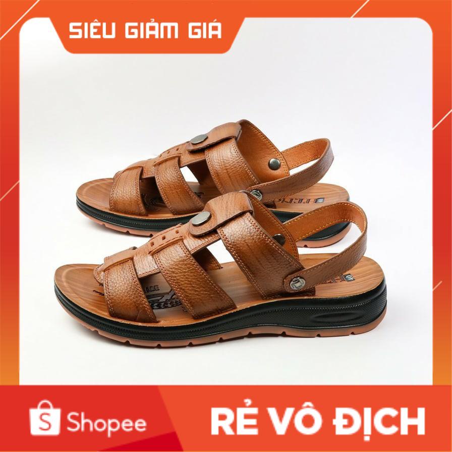 Dép Da Nam DA BÒ NGUYÊN TẤM-Sandal Nam Đế Cao-Tăng Cao 3.5cm-Dép Da Nam 2021 Thoáng Mát-Chất Lượng