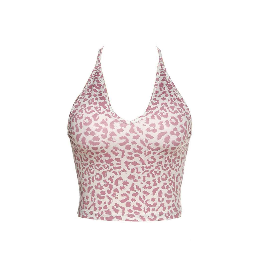 Áo kiểu lửng hai dây họa tiết da báo quyến rũ dành cho nữ