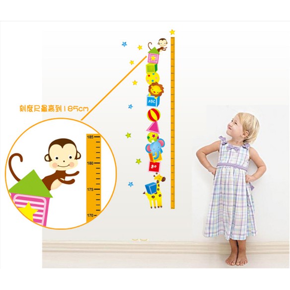 Decal trang trí thước đo Xiếc thú cho Bé