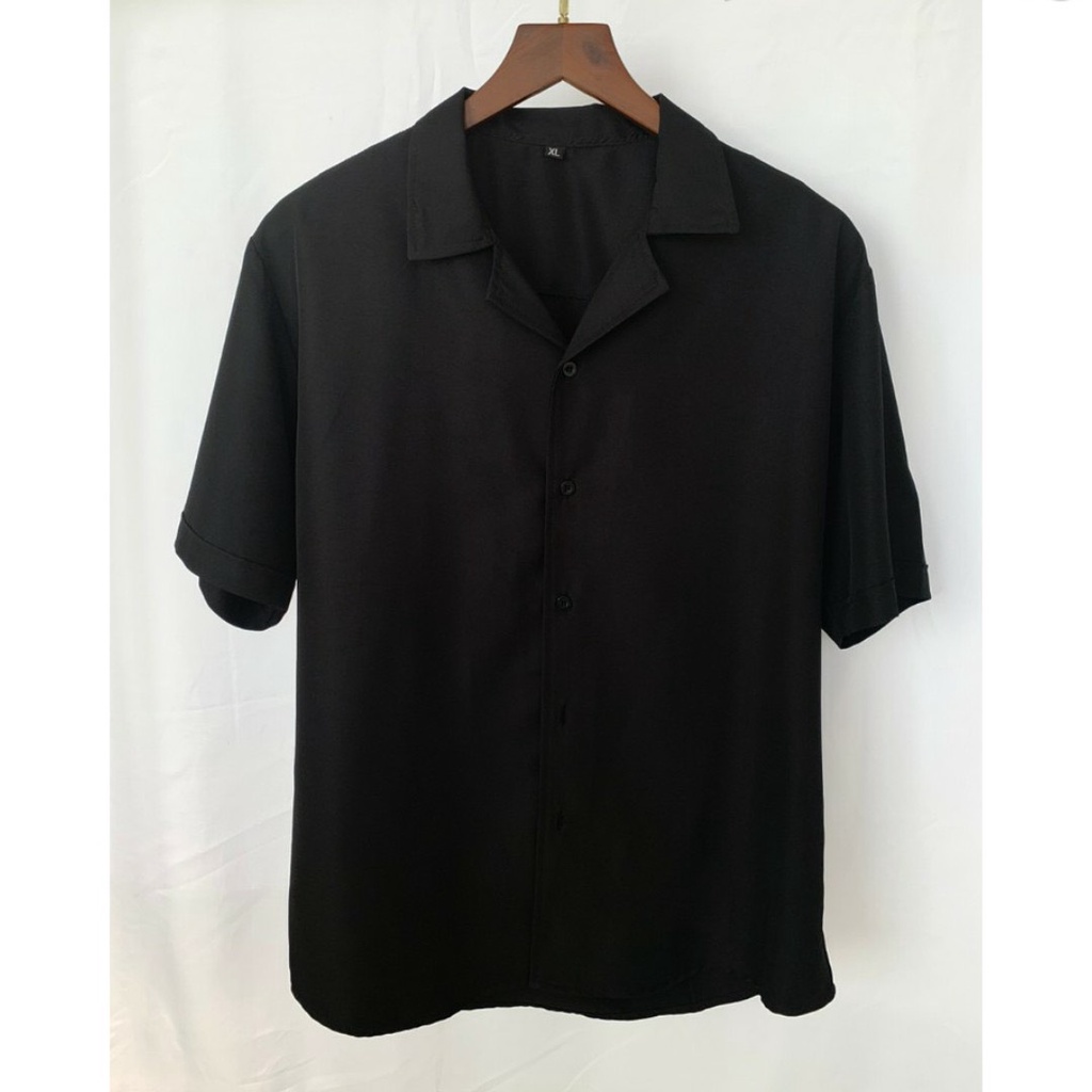 Áo sơ mi tay ngắn nam nữ form rộng, sơ mi cổ vest unisex Hàn Quốc, chất vải lụa dãn [ GEMEN STORE ] | BigBuy360 - bigbuy360.vn