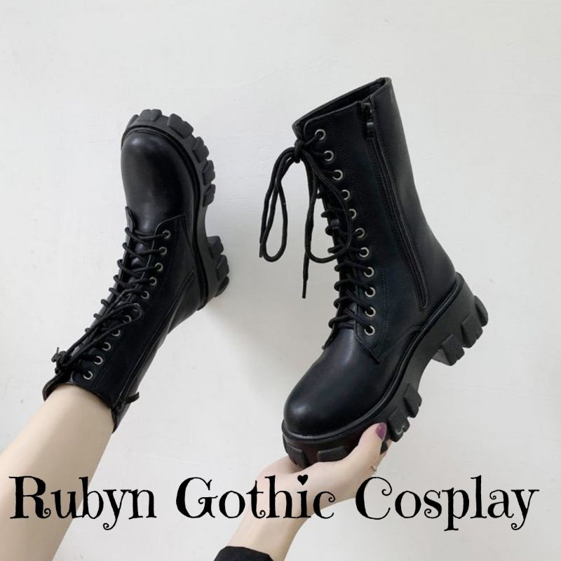 [SẴN TRẮNG, ĐEN] Giày Boots chiến binh cổ cao Gothic khóa kéo siêu cá tính ( Size 35 - 40 )