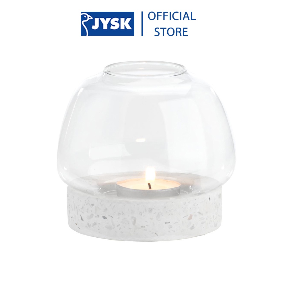 Cốc nến | JYSK Laust | thuỷ tinh/đá | DK11xH10cm