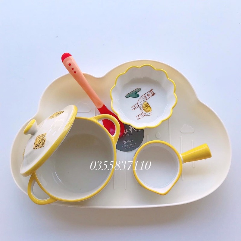 Bát sứ hình hoa ăn dặm hoạ tiết mini cho bé