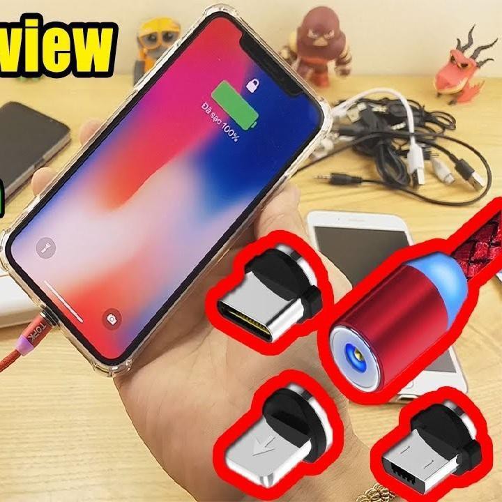 [ BÁN NHIỀU NHẤT ]Cáp sạc từ hút nam châm đầu Iphone | micro USB | Type C xoay 360 độ dây dù