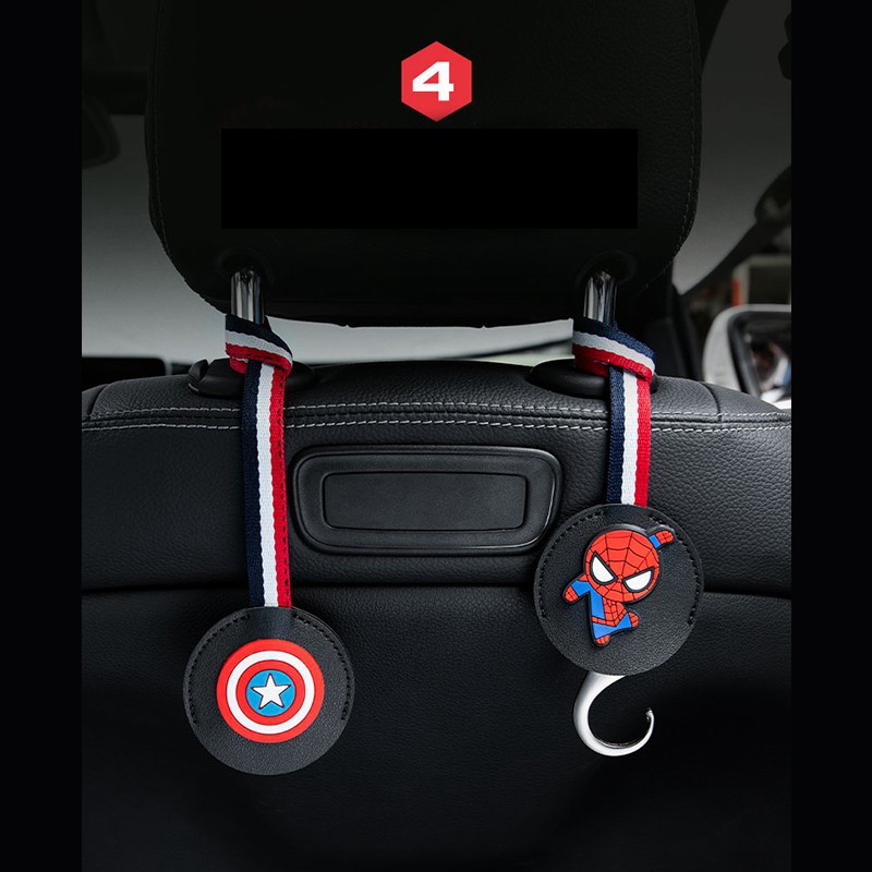 Móc treo đồ gắn phía sau ghế ngồi xe hơi bằng da họa tiết hoạt hình đáng yêu tiện lợi