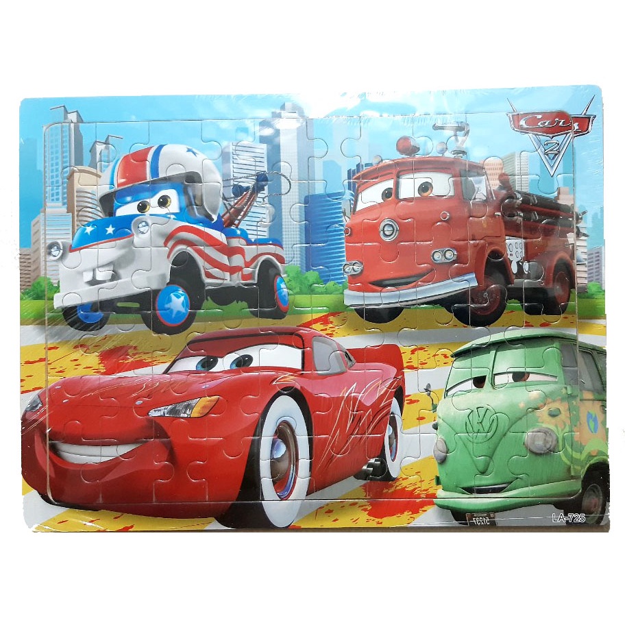 Tranh Xếp Hình Vương Quốc Xe Hơi 40 60 100 Mảnh Cho Bé Trai, Puzzle McQueen Cho Bé Từ 3 Tuổi
