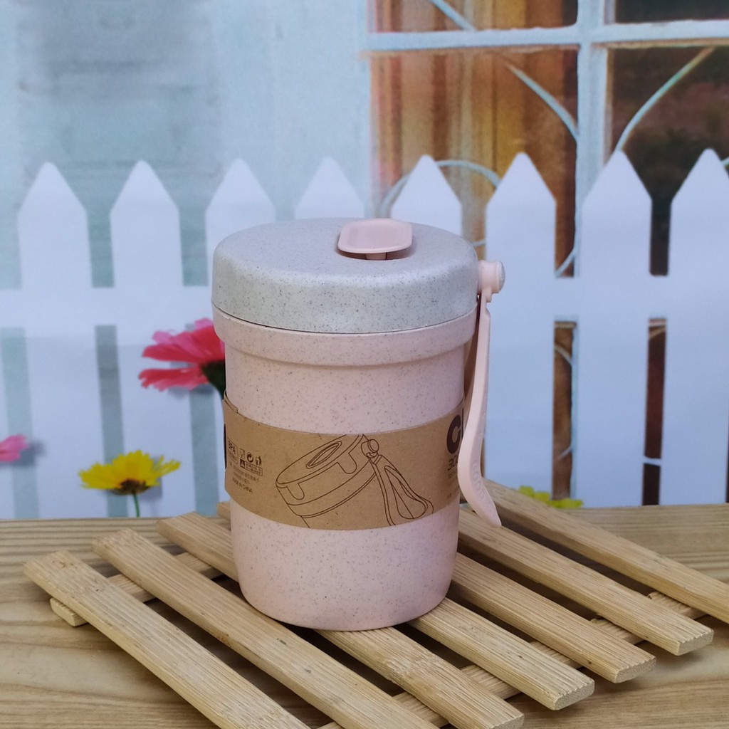 Cốc Lúa Mạch Đựng Súp, Canh Giữ Nhiệt Và Chống Tràn Kèm Muỗng Tiện Ích 300ml | BigBuy360 - bigbuy360.vn