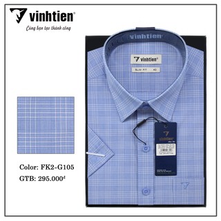 Áo sơ mi Vĩnh Tiến tay ngắn caro Slim Fit - FK2-G105
