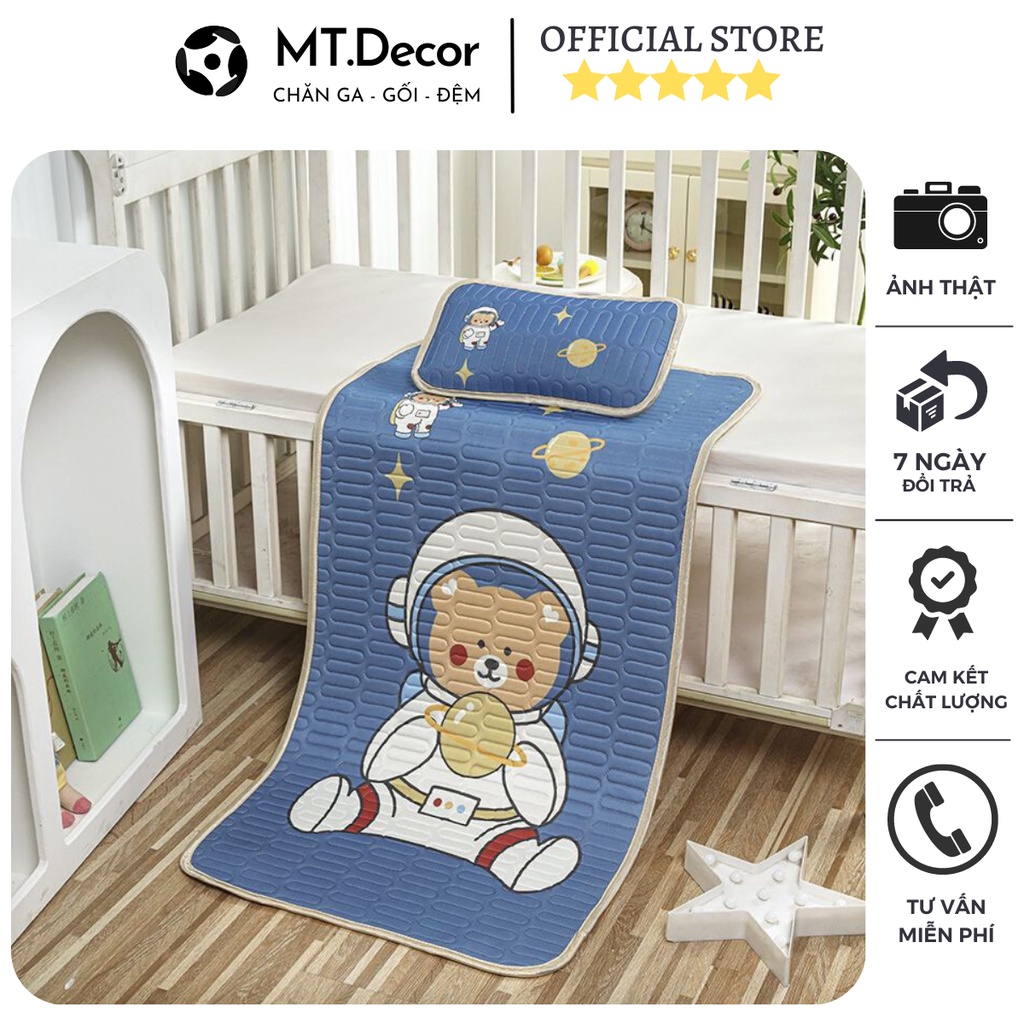 Chiếu điều hòa cao su non 3D cho bé, chiếu cao su non tặng kèm vỏ gối mẫu mới 2022, chất liệu thoáng mát mềm mịn
