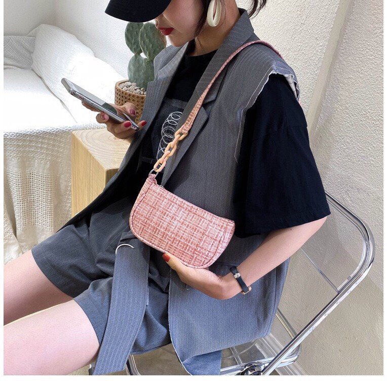 Túi Xách NữTặng Quà Túi Xách Mini Da Pu cao cấp phối kẻ điệu đà thời trang cao cấp MÃ 7608