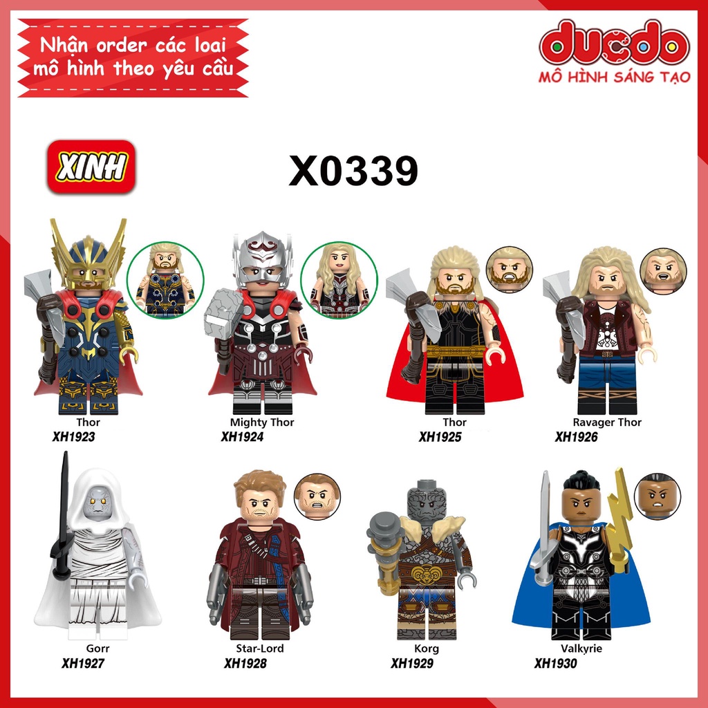 Minifigures nhân vật Thor Love And Thunder - Đồ chơi Lắp ghép Xếp hình Mini Iron Man Mô hình XINH X0339