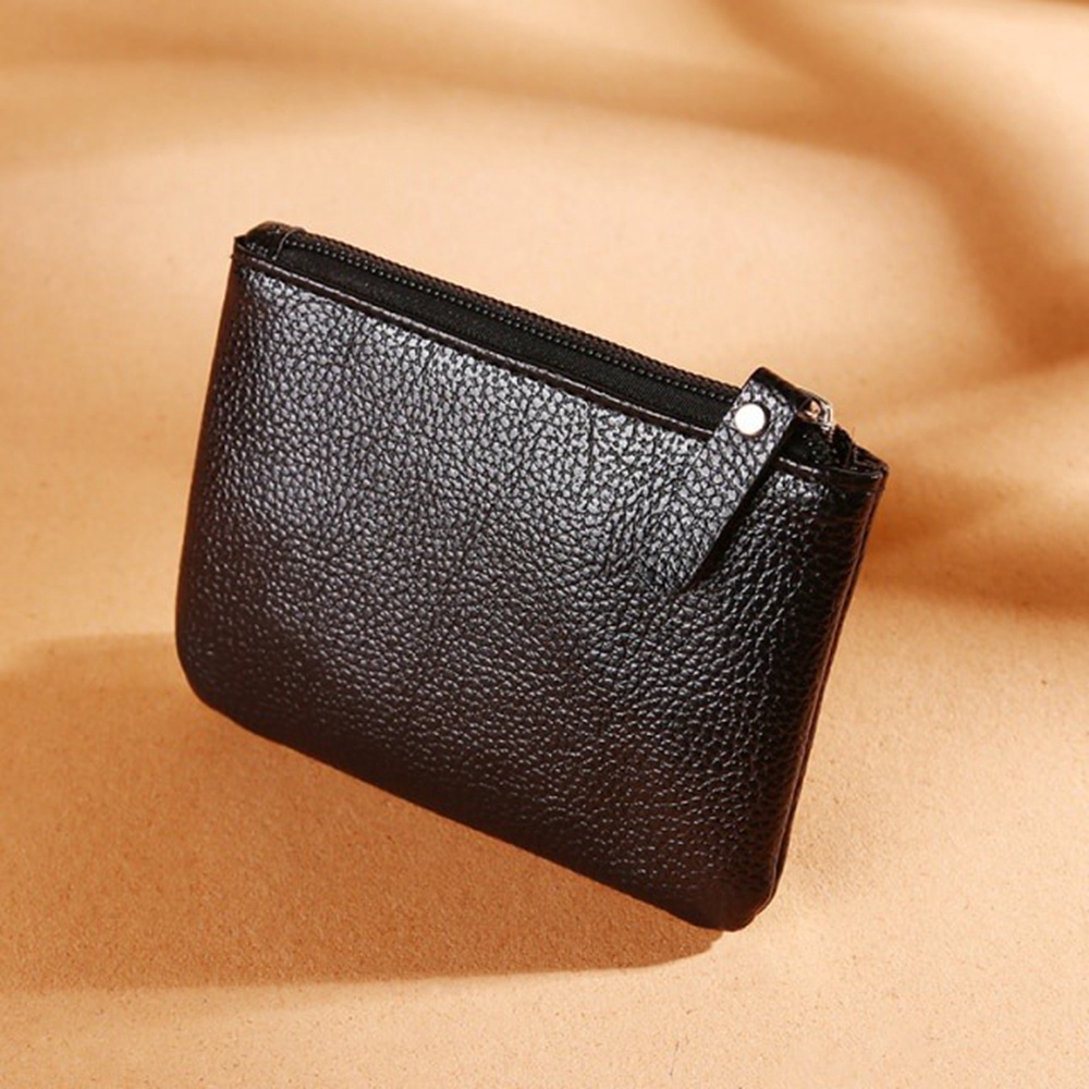 Ví Đựng Tiền Xu Bằng Da PU Mềm Màu Trơn Có Dây Kéo Phong Cách Retro Cho Unisex