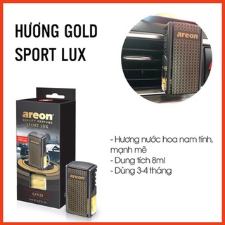 Nước hoa kẹp cửa gió điều hòa Areon Gold Sport Lux_Nước hoa xe hơi nhập khẩu chính hãng