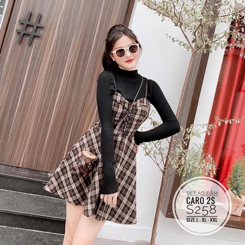 (CÓ ẢNH THẬT) BIGSIZE Set áo đầm caro 2S S258