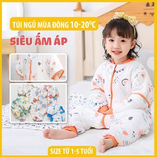 [DÀY ẤM 15-25độ] Túi Ngủ Cho Bé Mùa Đông | Túi Ngủ Trẻ Em Trần Bông Ấm Áp