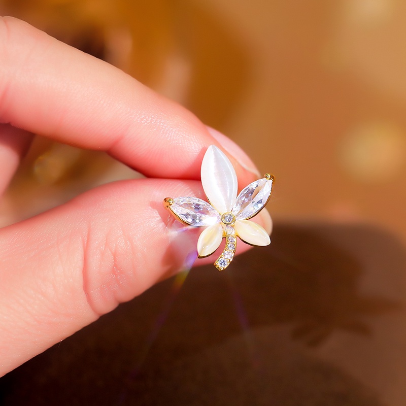 [Jiudolan] Trâm Cài Áo Hình Lá Phong Đính Đá Opal Thời Trang Cho Nữ