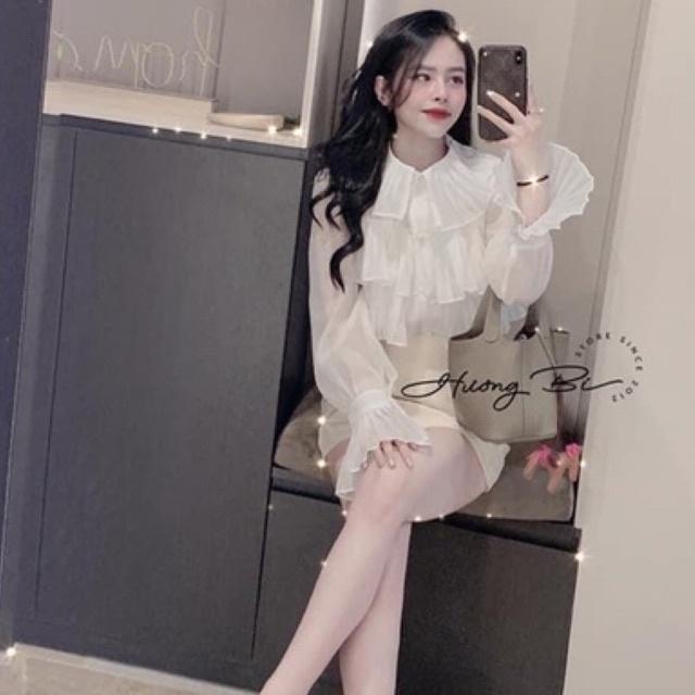 Áo Sơ Mi Nữ Trắng Dài Tay Cổ Bèo Vintage_014
