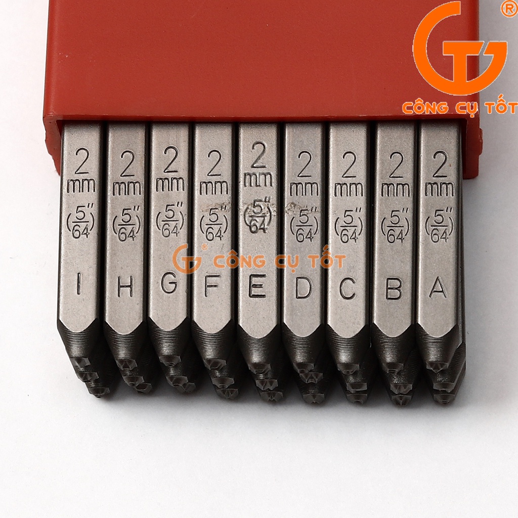 Bộ đóng chữ xuôi TOP khắc chữ nổi trên bề mặt kim loại ( bộ 2, 3, 4, 5, 6mm)