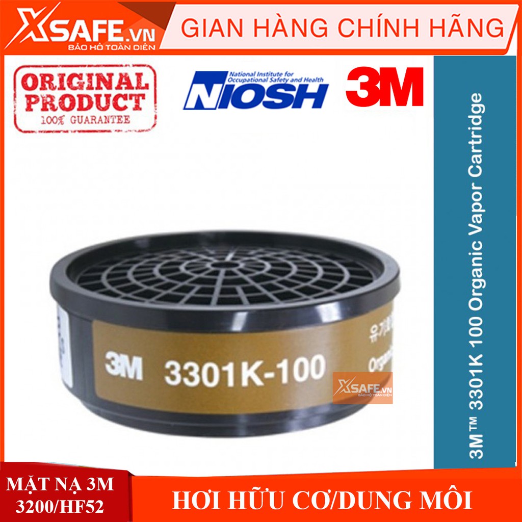 Phin lọc 3M 3301K-100 phin lọc hơi hữu cơ (hơi sơn, thuốc bảo vệ thực vật, khử trùng) dùng cho mặt nạ phòng độc 3M 3200