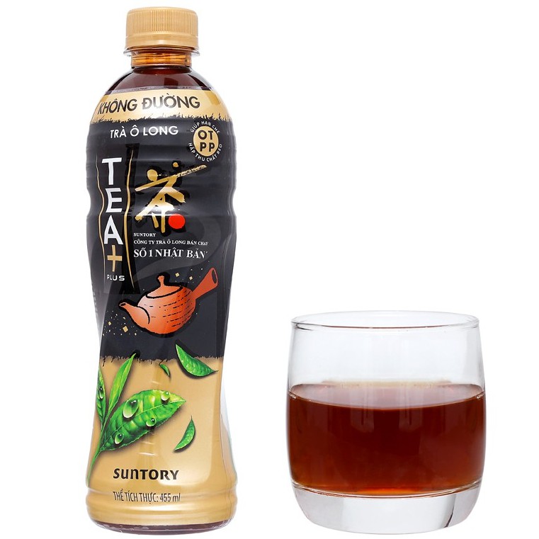 Lốc 6 chai trà ô long Tea Plus không đường 455ml